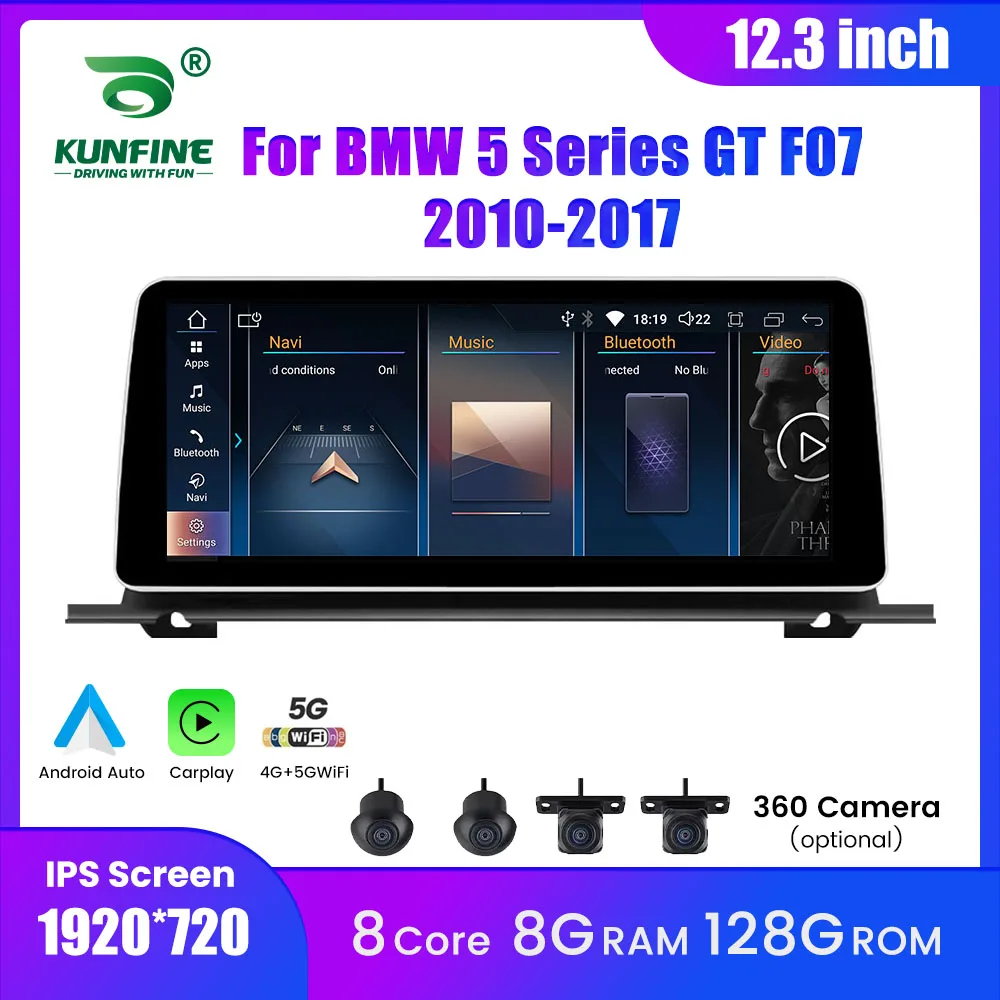 For BMW 5 Series GT F07 2010-2017 NBT CIC System Android Car Radio Screen GPS Navigation Multimedia Player Stereo 12.3 Inch