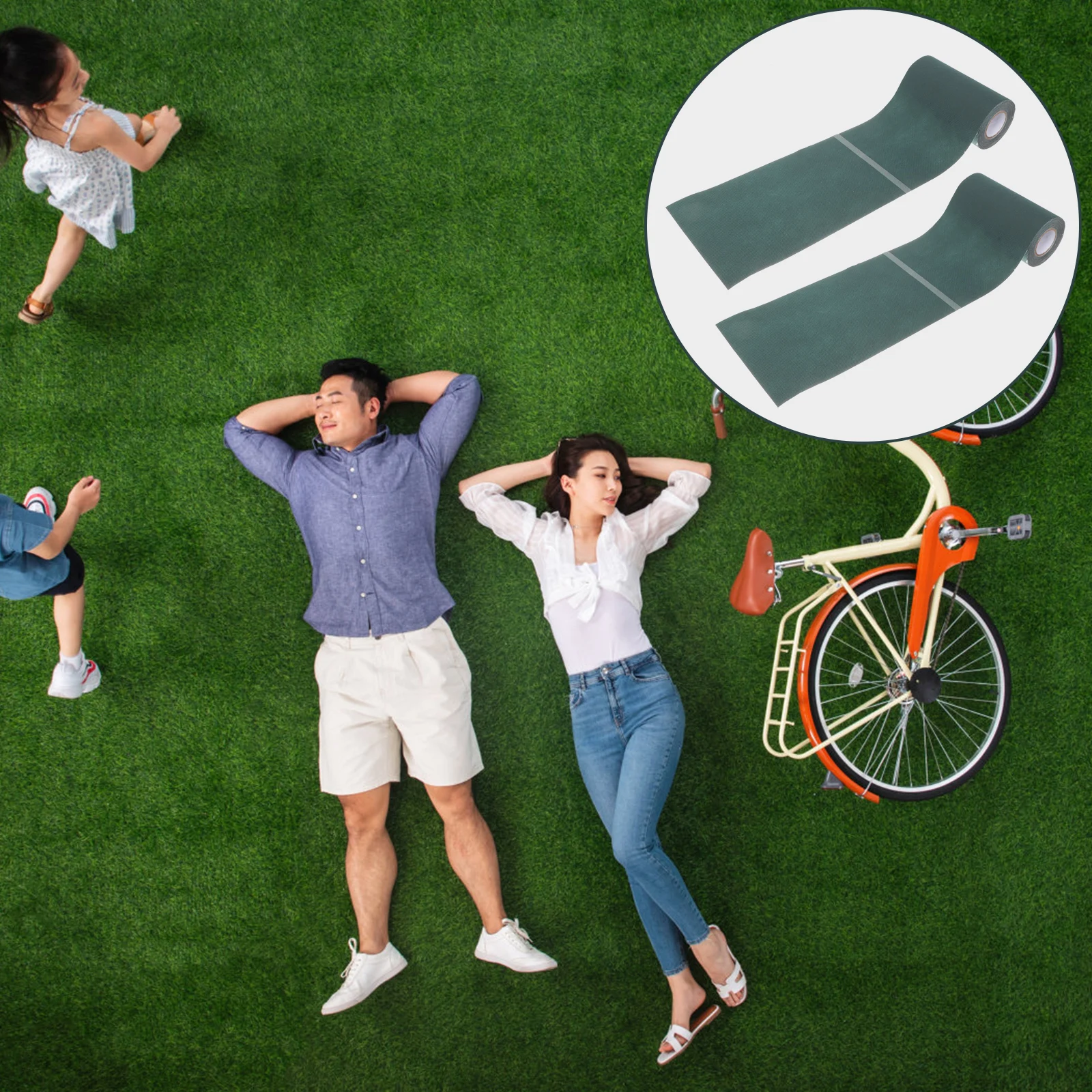 

Artificial Turf Tape 2 Rolls Fake Grass Adhesive Landscape Seam Non Woven Fabric Lawn Gardening Repair Practical