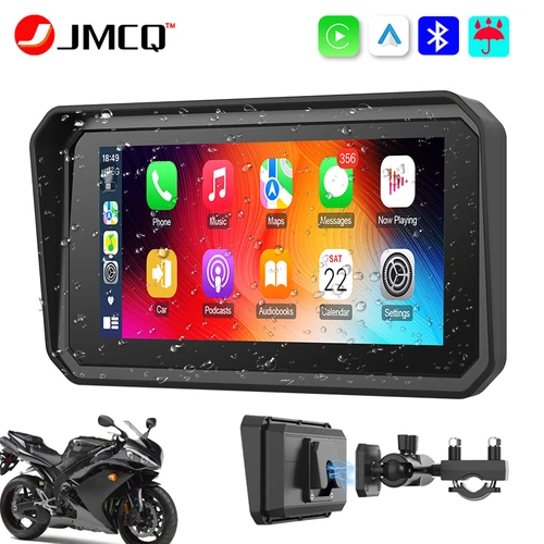 JMCQ ポータブル 6.25 インチ IP67 防水オートバイ 4K DVR GPS ナビゲーションワイヤレス Carplay Android 自動モトレコーダーモニター