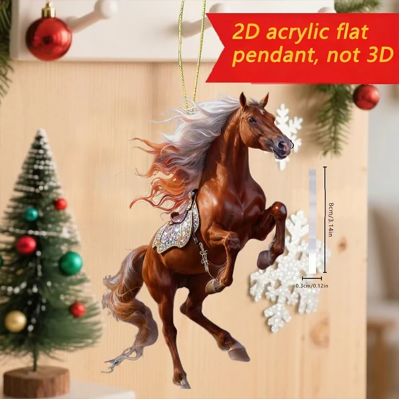 Exquisite New White Horse Acrylic Flat Hanging Ornament Home Decoration Backpack