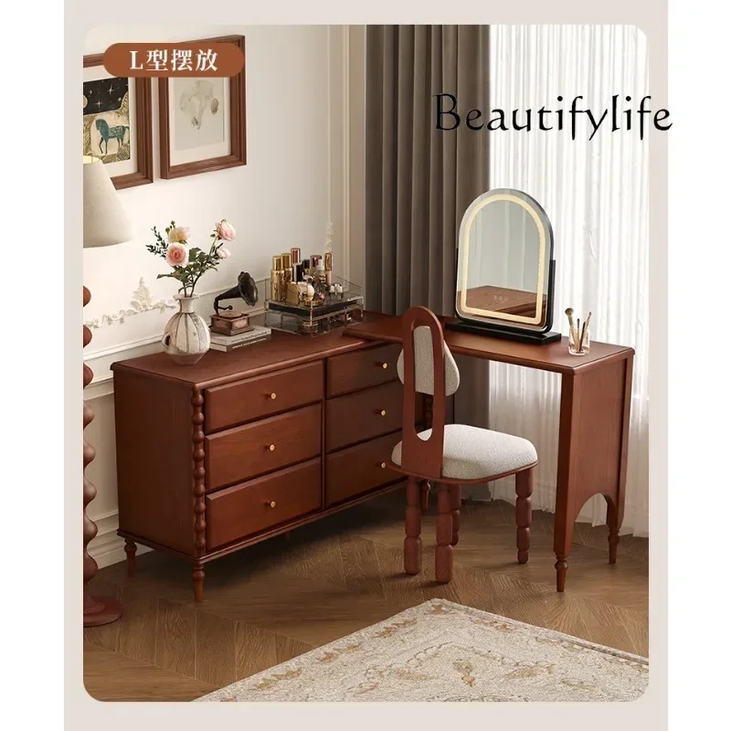 Retro dresser, bedroom dresser, corner dresser, chest, integrated solid wood makeup table