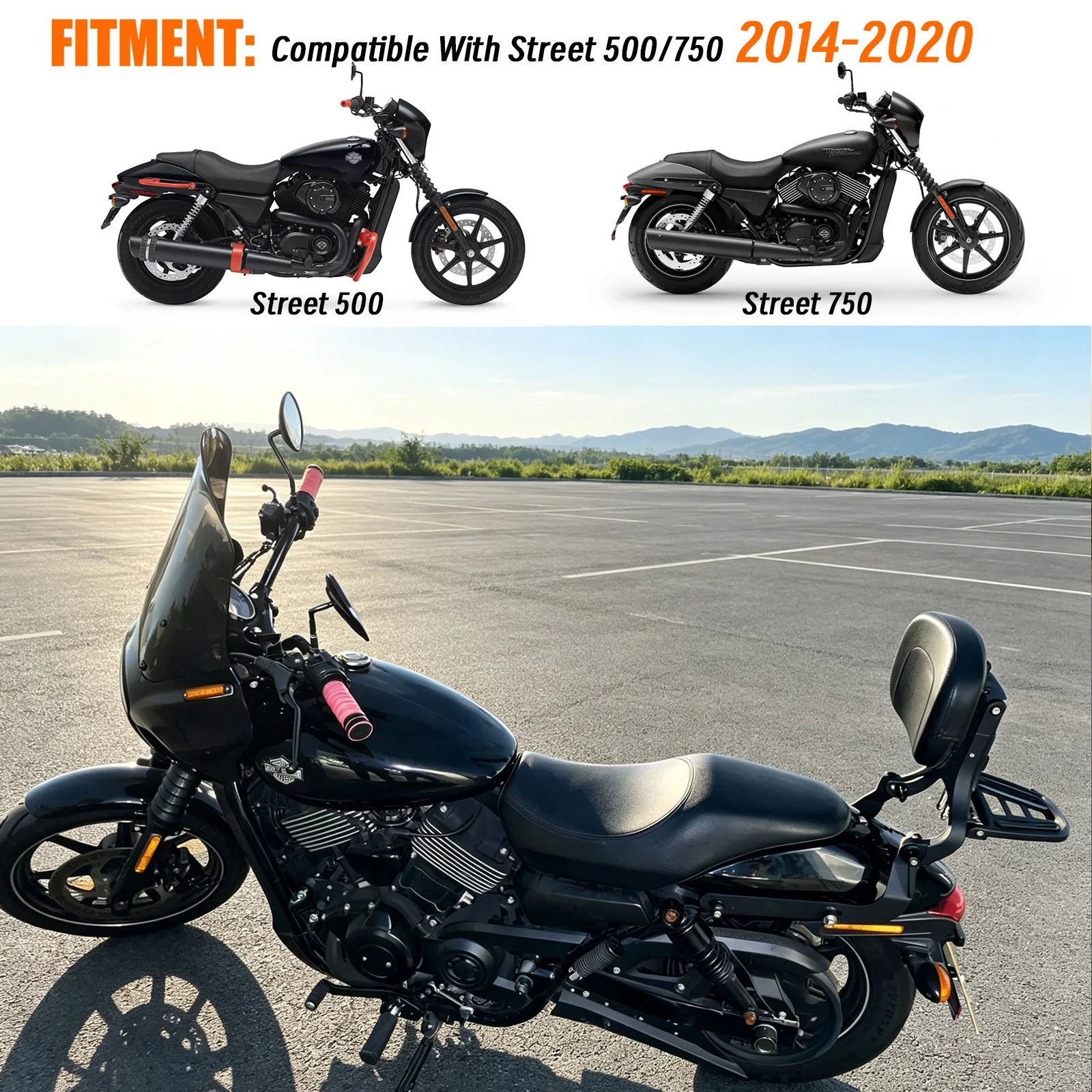 For Harley Street 750 Street 500 XG750 XG500 2014-2020 Multi Purpose Adjustable Motorcycle Rear Backrest Sissy Bar