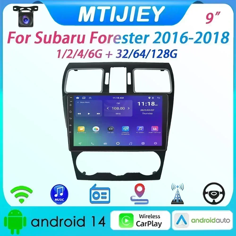 

[MTIJIEY] Car Radio for Subaru Forester 2016-2018 6+128G 9" Android Auto Carplay GPS Multimedia Player Wifi BT FM SWC