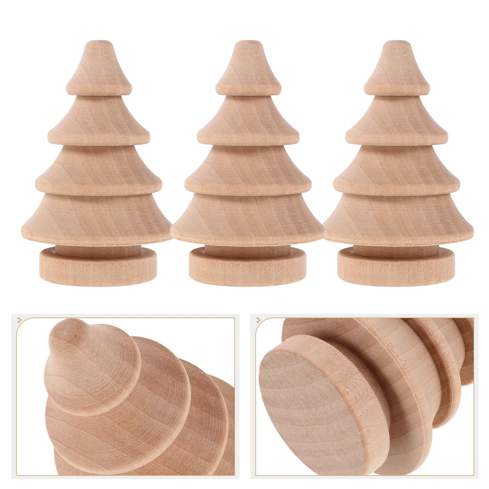 

3Pcs Natural Wood Xmas Tree Ornaments DIY Rustic Farmhouse Table Centerpieces for Holiday Party Supplies Mini Wood Trees