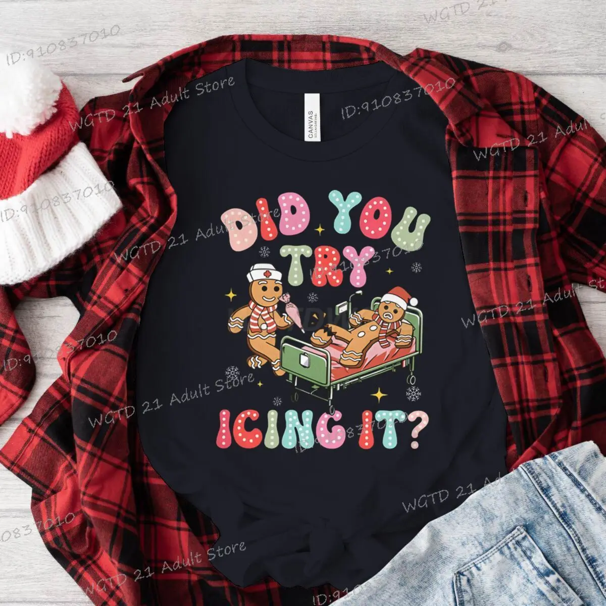 "هل أن تحاول أن تجليدها؟" النساء الرجال عيد الميلاد الزنجبيل تي شيرت أزياء عطلة حزب الكرتون Crewneck للجنسين عيد الميلاد الملابس هدية #2