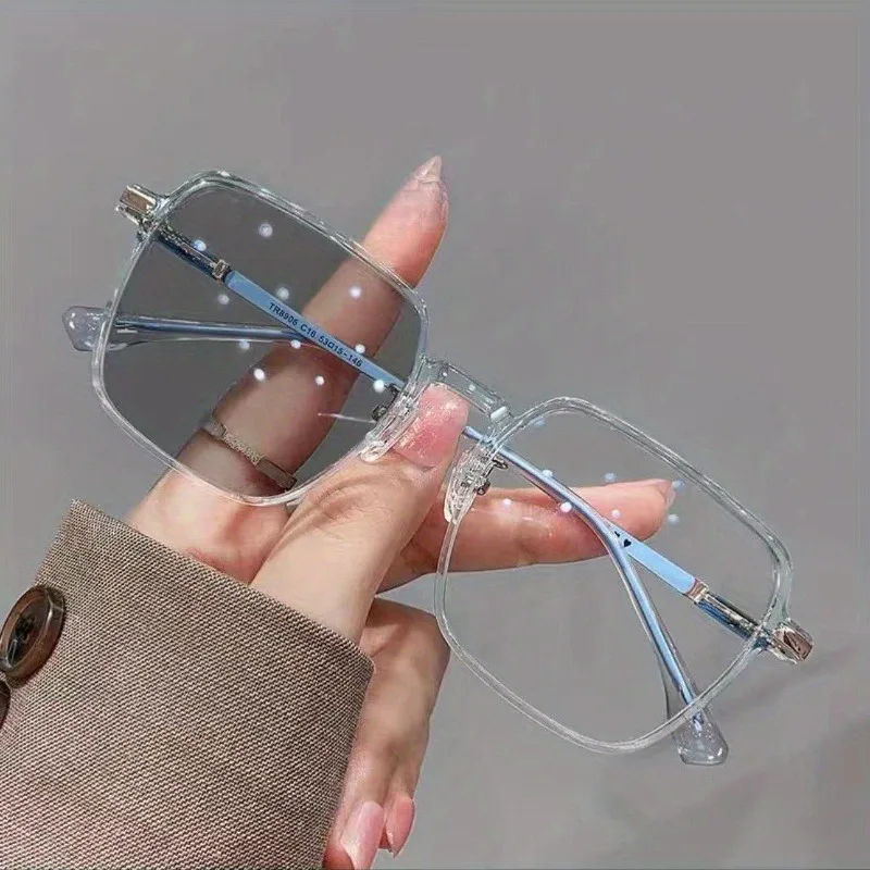 

【+100~+400】2 шт. модные коричневые квадратные очки для чтения в большой оправе, меняющие цвет для женщин, очки для чтения высокой четкости