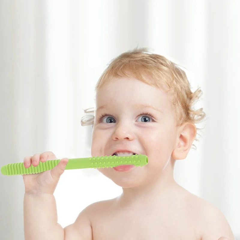 어린이 씹는 튜브 언어 치료 치아 마사지기 속이 빈 어금니 빨대 아기 치발기 손잡이 구강 근육 훈련 치아발육 장난감