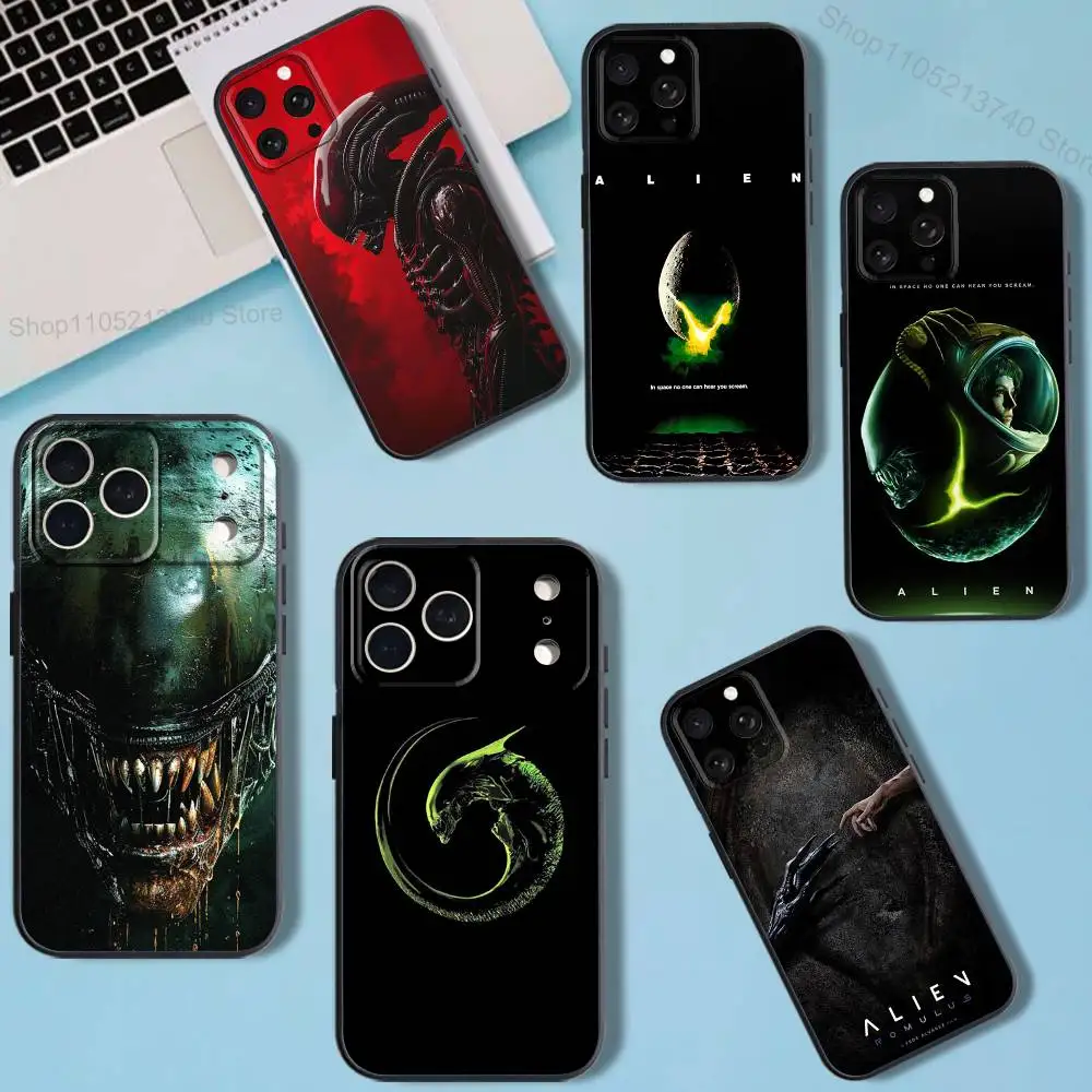 

AlienS movie Xenomorph-es Phone Case For iPhone 11,12,15,16,17,13,14,Pro,Max,Plus,E,Mini,Air,SE4 Black Soft Box