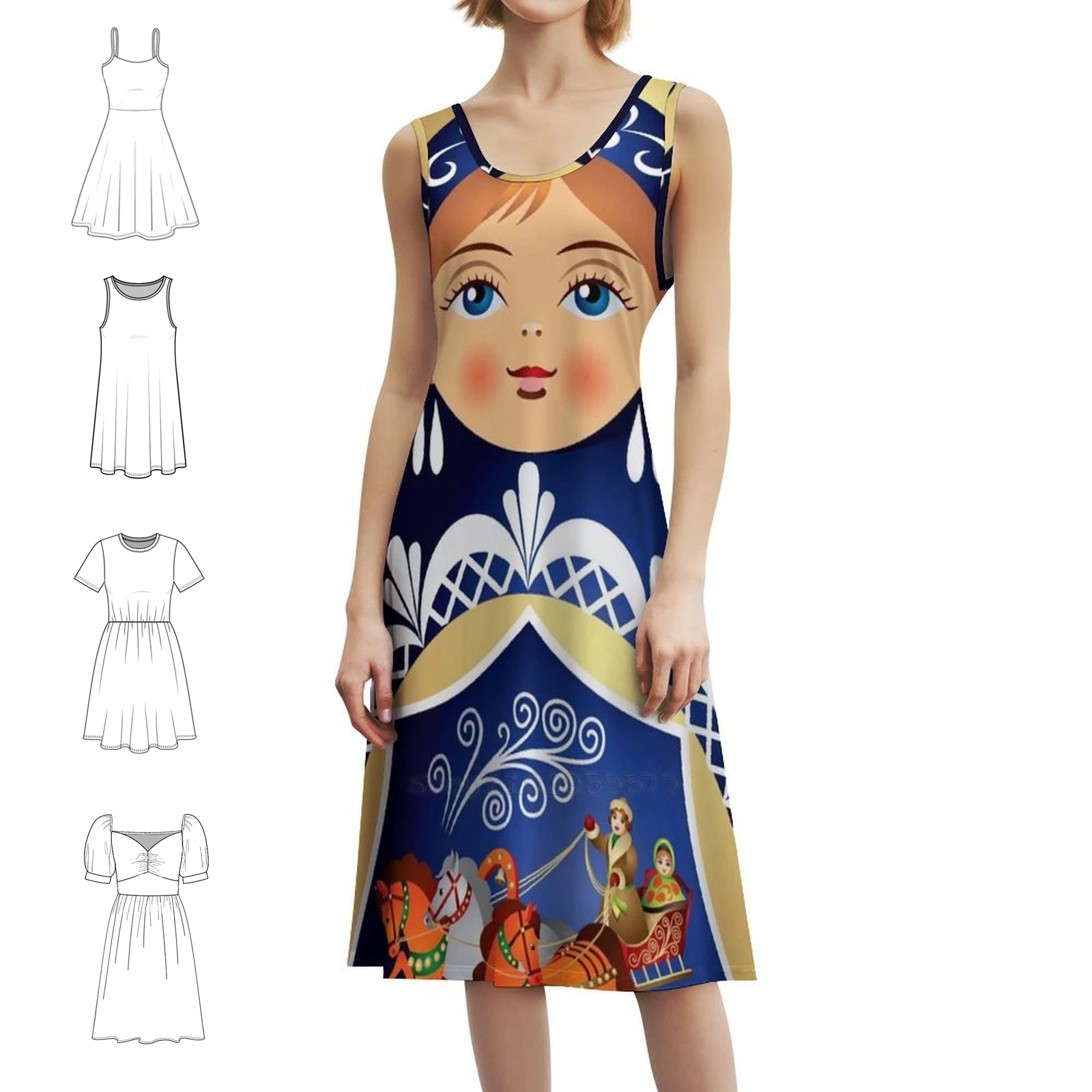 بابوشكا ماتريوشكا دمية روسية فستان عطلة مثير للنساء شاطئ حفلة عيد ميلاد فستان قصير دمية بابوشكا دمية روسية #1