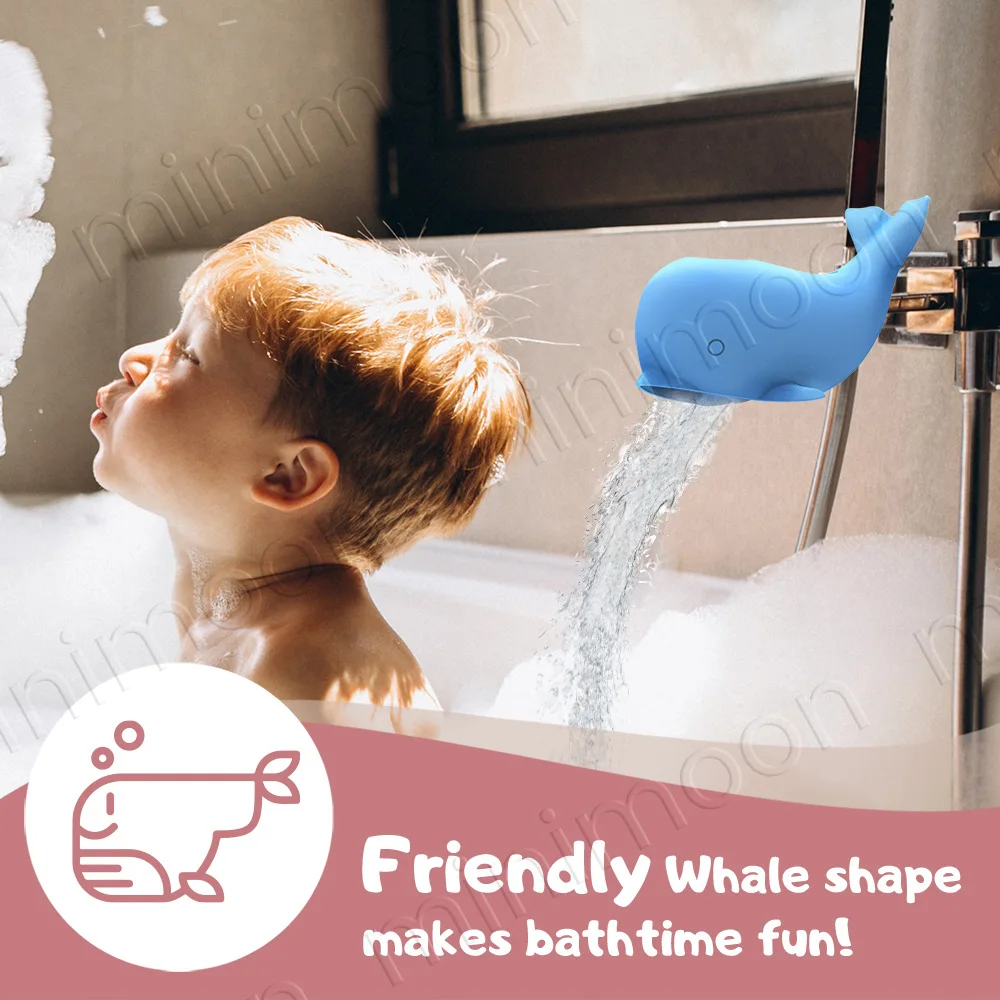 غطاء صنبور الحوت لسلامة حمام الطفل، حزام قابل للتعديل مع سيليكون ناعم خالٍ من مادة BPA مع ممتع وواقي