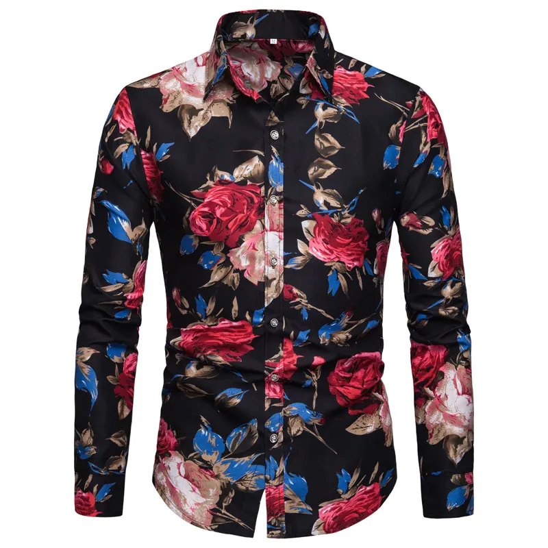 2023 Foreign Trade Men\'s Long sleeved Printed Leisure Four Seasons Casual Cardigan Shirt