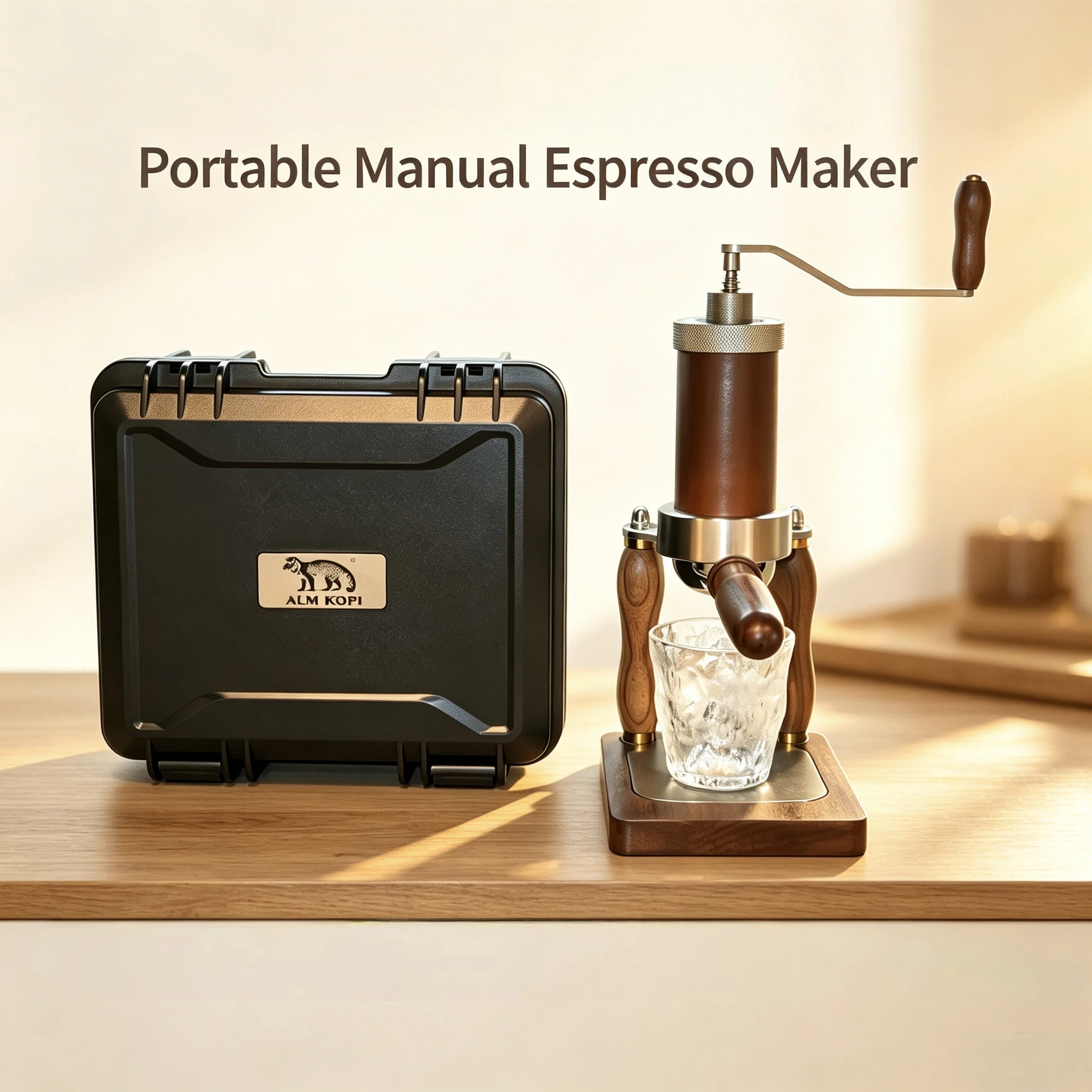 Aleman Nomad Hybrid Portable Espresso Machine 2 In 1 Hand Crank And Pneumatic Manual Coffee Machine For Travel Camping Hiking