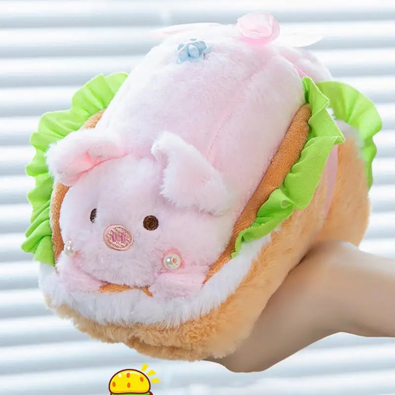 Soft & Cuddly Plush Bunny With Cake Hamburger Pig Plush Stuffed Animal 7.8in Stuffed Animal Plush Pillow For Kids Girls Boys