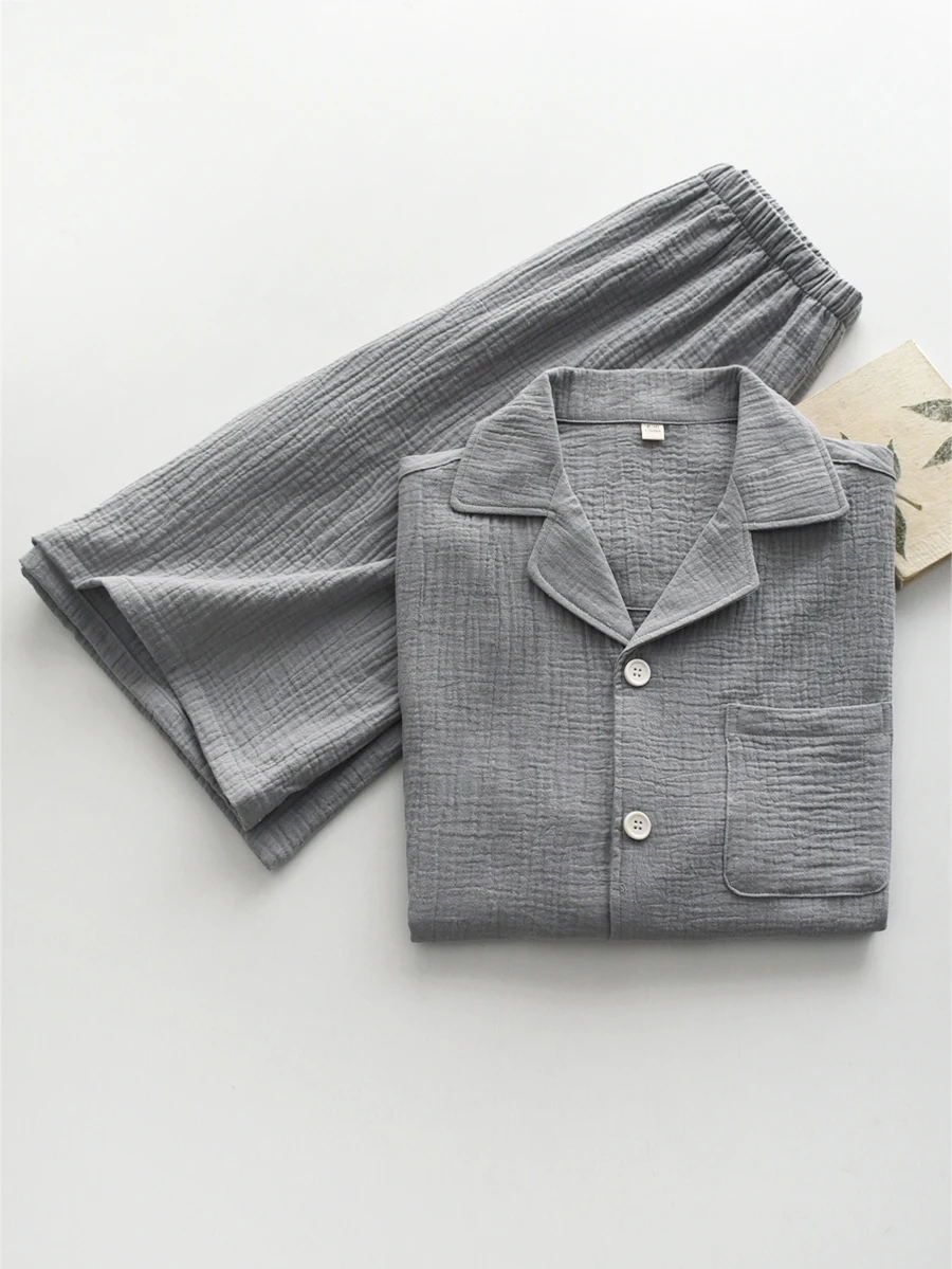 

Simple Pure Cotton Summer Spwear Set for Men Thin ort Sve ort Pants Home Clothes Set Breathable Comfortable Nightgown