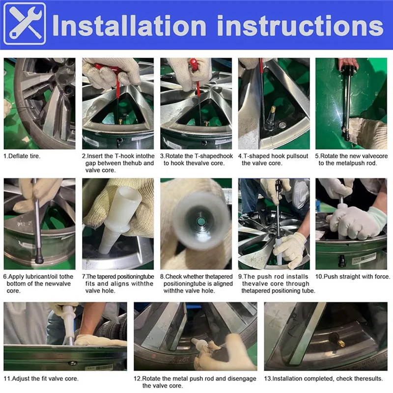 A11F-23Pcs Reifen Ventil Stem Puller Rohr Metall Reifen Reparatur Tools Kit Metall Auto Puller Rad Reifen Entferner Installer