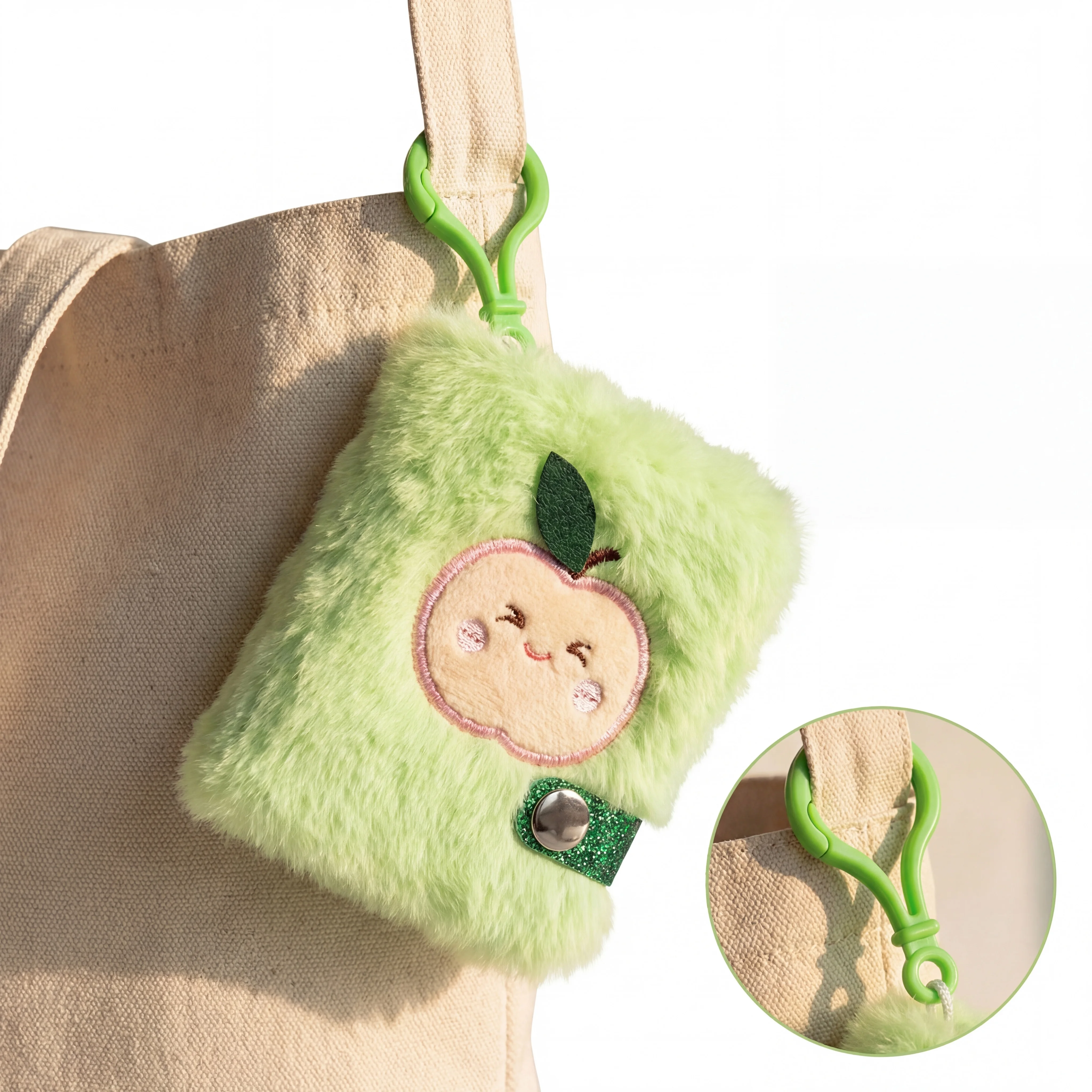 A7 Fruit Patterned Plush Notebook, Portable Notepad, Mini Keychain Notebook, Suitable For Office, Study, Bookkeeping,