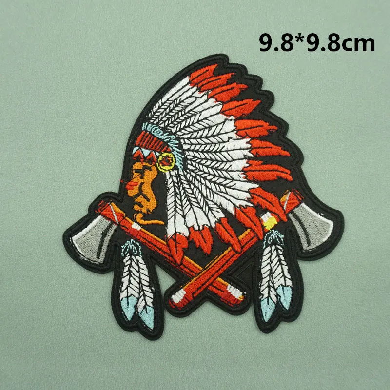 Original head embroidered patches with iron on and hook backing