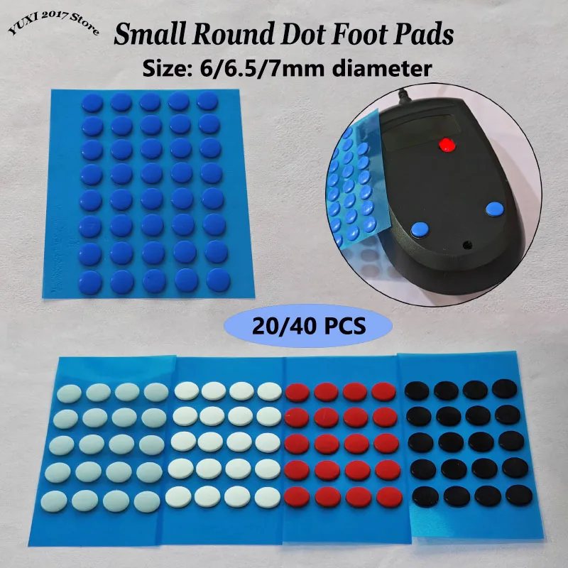 20-40pcs 6/6.5/7mm Diameter Small Dots Universal Mouse Skates DIY Mice Glide Feet ICE Control Speed Version for Rubberized Mouse