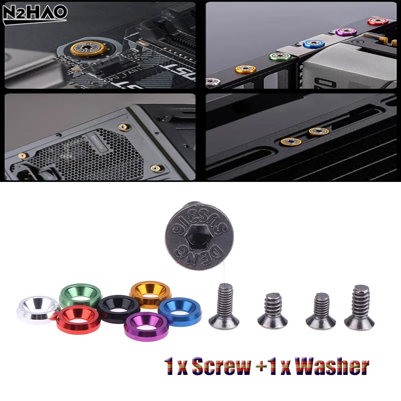 1Pc Metal M3 6#32 6MM 8MM Screw +1 Washers Computer PC Case Beautification Screws For Motherboard Power Supply Graphics Card