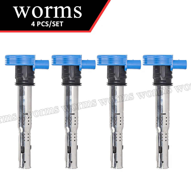 Worms Ignition Ignition Coil 4Pcs Upgrade For Audi A4 A5 R8 & VW Golf GTI 2.0T FSI EA888 Gen2 06E905115A Система зажигания