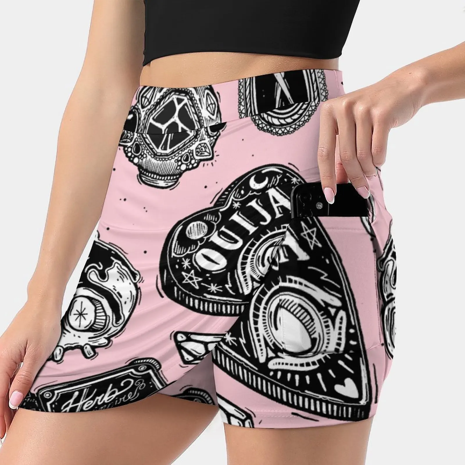 

Witchy Women's skirt Sport Skort Skirt With Pocket Fashion Korean Style Skirt 4Xl Skirts Witchy Witchcraft Witch Pattern Creepy