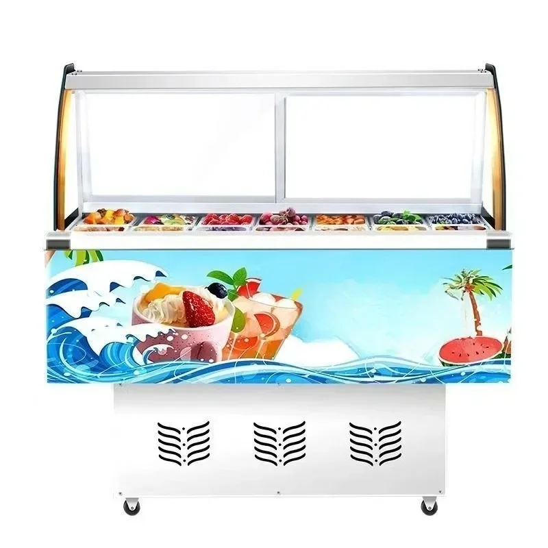 Fruit ice powder display cabinet, refrigerated fresh-keeping cabinet, commercial sugar water cooling cabinet
