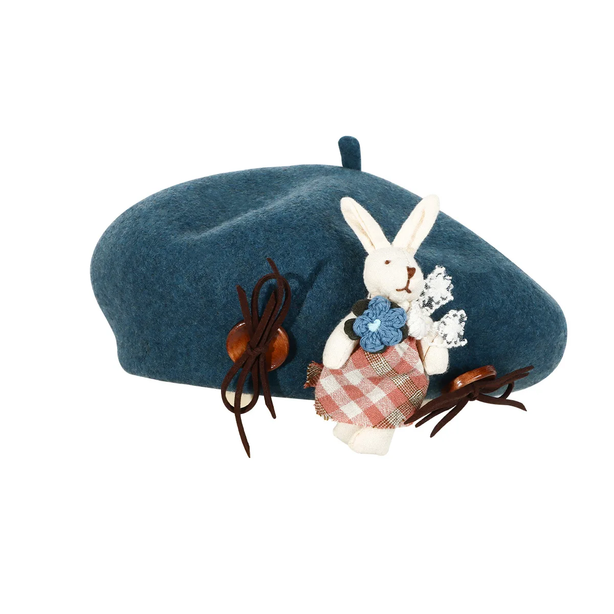 2026 جديد قبعات البيريه الإناث لطيف أرنب عروسة كارتون هدية الصوف برعم قبعة المرأة الفاخرة الخريف والشتاء نوعية جيدة قبعة أنيقة على الموضة #5