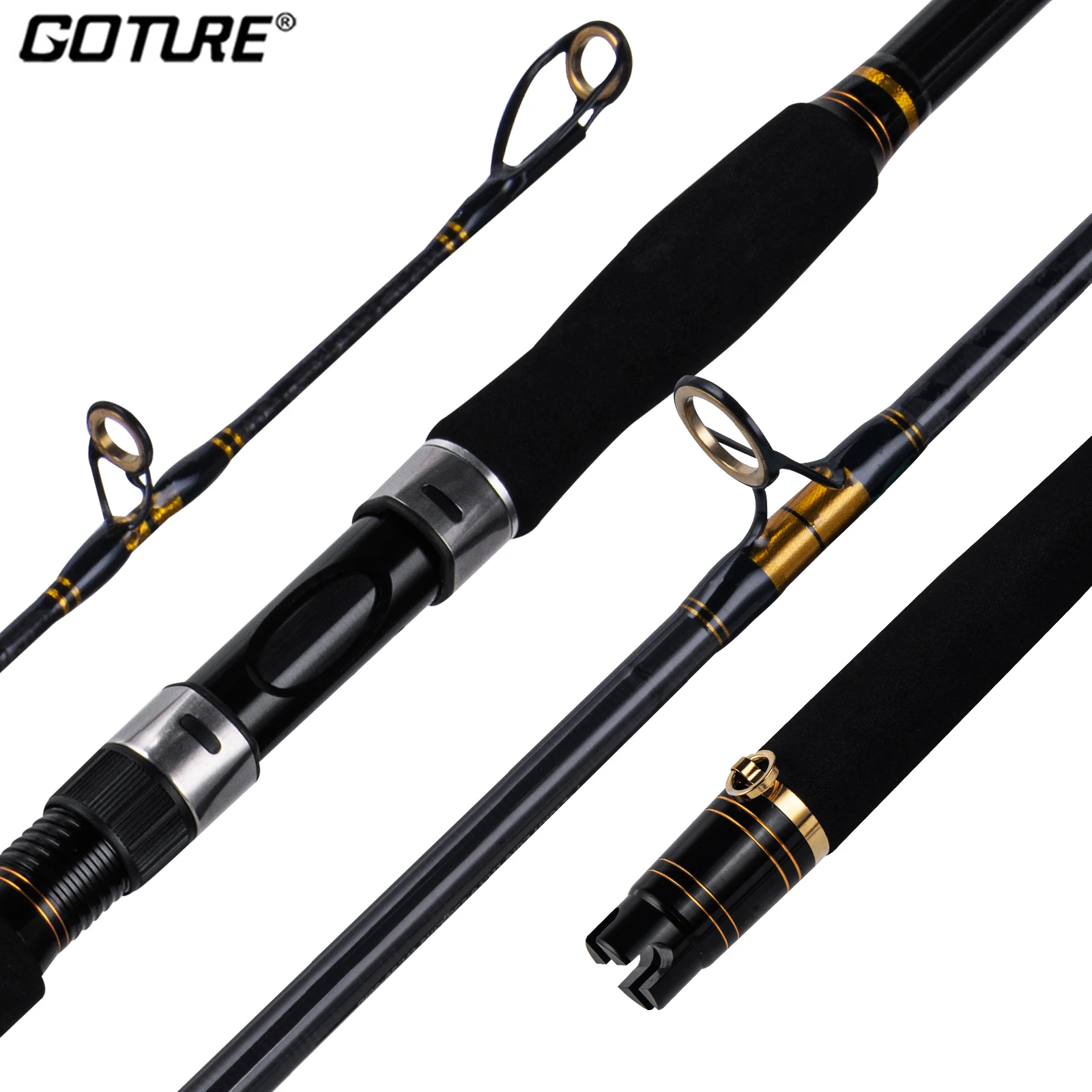 

Goture Spinning Jigging Rod 1.8m 2.1m 3 Sections Super Hard 24T Carbon Fiber Ultralight Travel Rod X-Fast Ocean Boat Fishing Rod