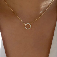 2025 Trend Elegant Jewelry Crystal Circle Pendant Necklace Golden Color Unquie Women Fashion Necklace Wholesale