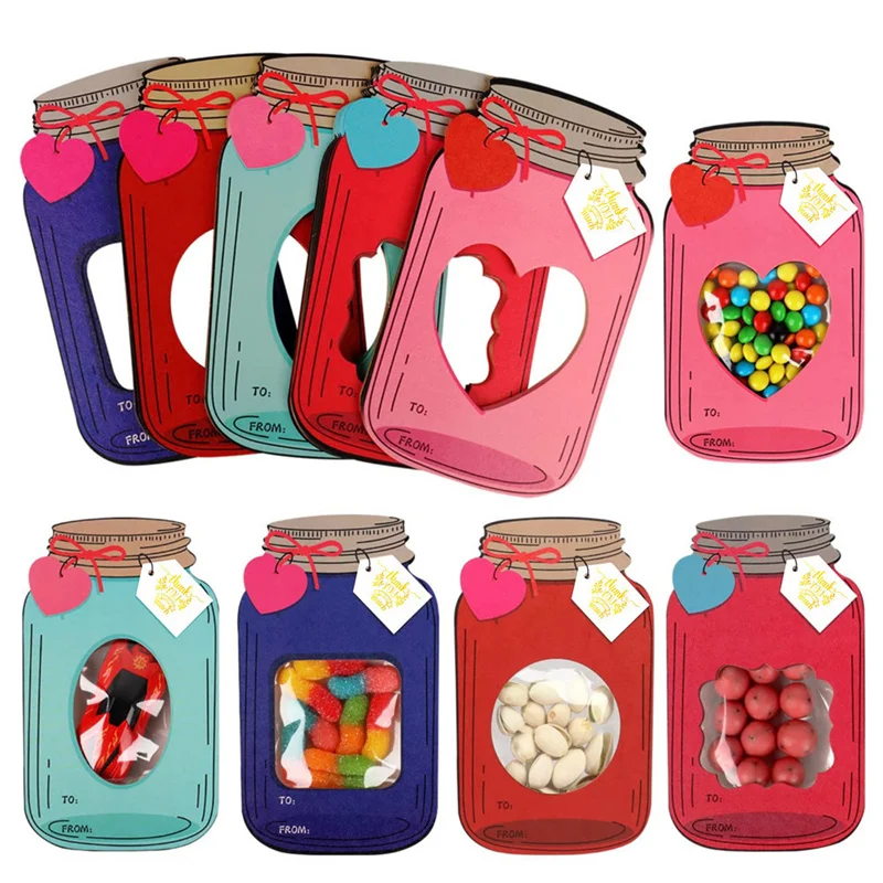 Paquete de 50 tarjetas Mason Jar para el Día de San Valentín, tarjetas divertidas de intercambio de San Valentín, regalos para el intercambio escolar, recuerdos de fiesta, feliz Día de San Valentín