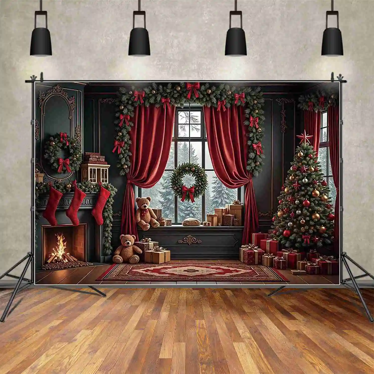 MOON.QG Рождественские украшения фон для фотосъемки ковер свет рождественские елки фон для фотосессии детский студийный реквизит для фотобудки