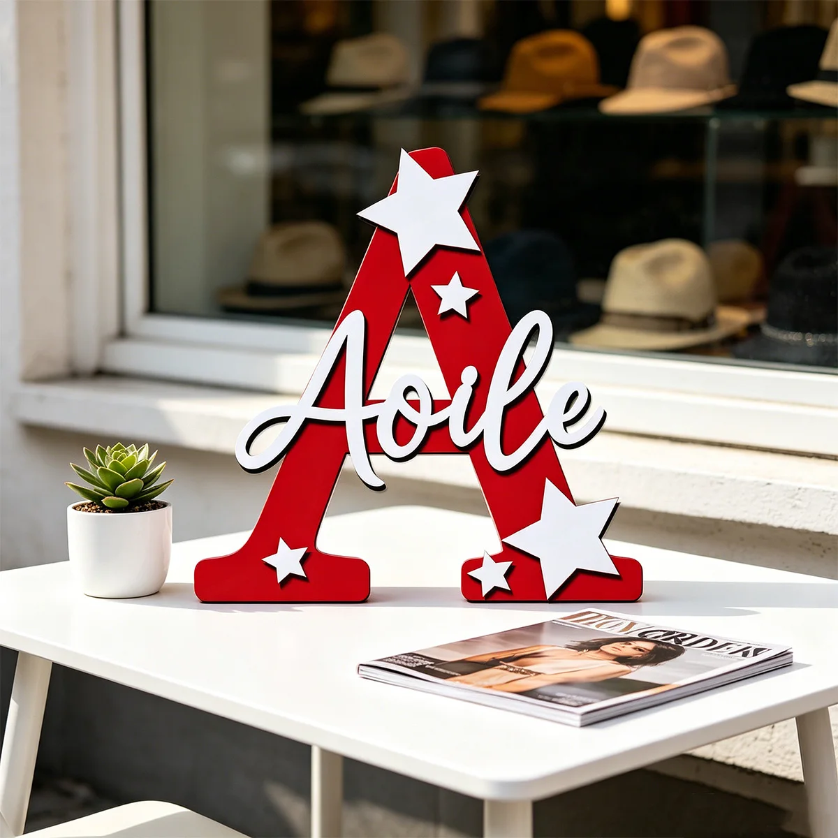 1pc Custom Star Initial Wooden Name Sign Personalized Custom Text Wall Hanging Decor Souvenir Gift view 3