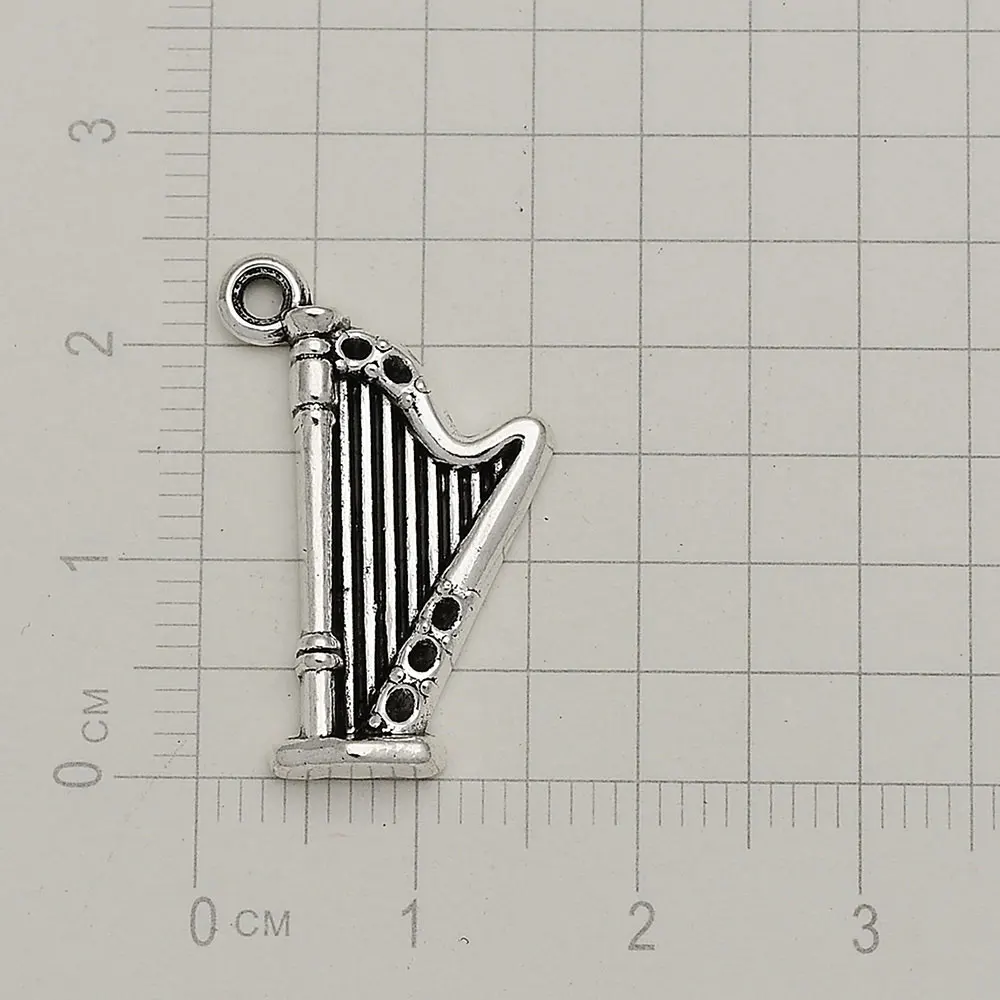20pcs/lot--24x15mm Antique Silver Plated The Harp Charms Musical Pendants DIY Supplies Jewelry Making Findings Accessories