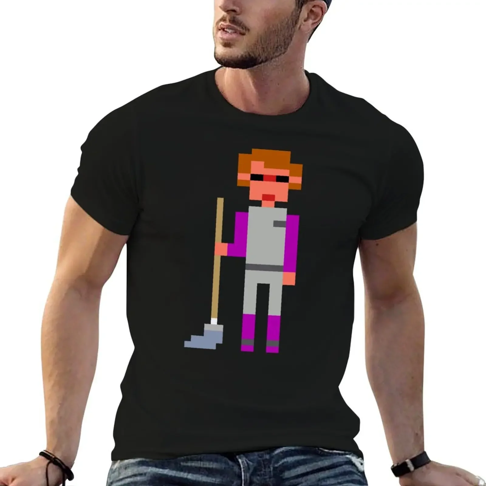 Space Quest Roger Wilco: Space Janitor with mop T-Shirt cheap stuff rapper graphic tees designer t shirt men