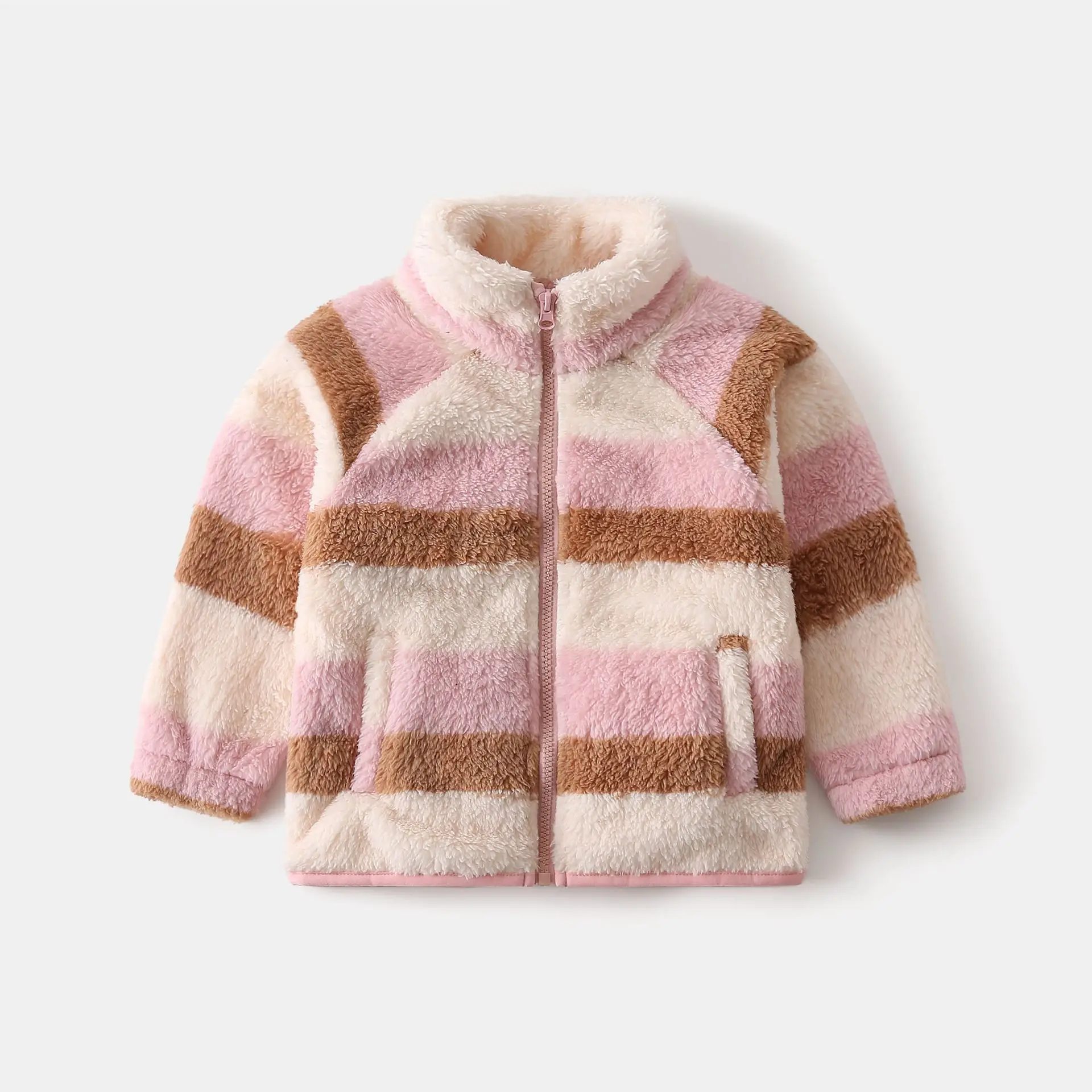Ircomll Herbst Winter Neuer Bedruckter 2-7J Kinder-Mantel Stehkragen Patchwork Fleece Samt Warme Lässige Kinder-Oberbekleidung – Detail 10
