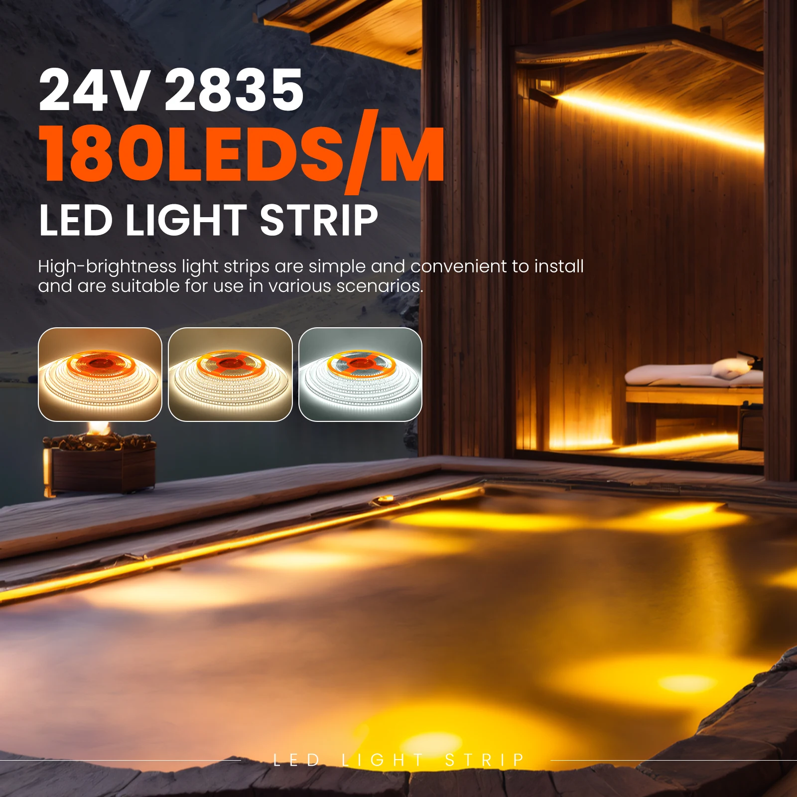 5M 10M LED Strip Light 24V Flexible LED Tape RA98 2835 120LEDs 180LEDs Eye Protect Ribbon Light 3000K 4000K 6000K