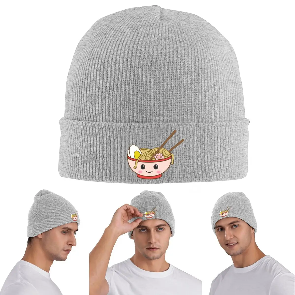 

Kawaii Ramen Bowl, теплая вязаная шапка, зимняя вязаная шапка, шапка Skullies, шапки в стиле хип-хоп для унисекс