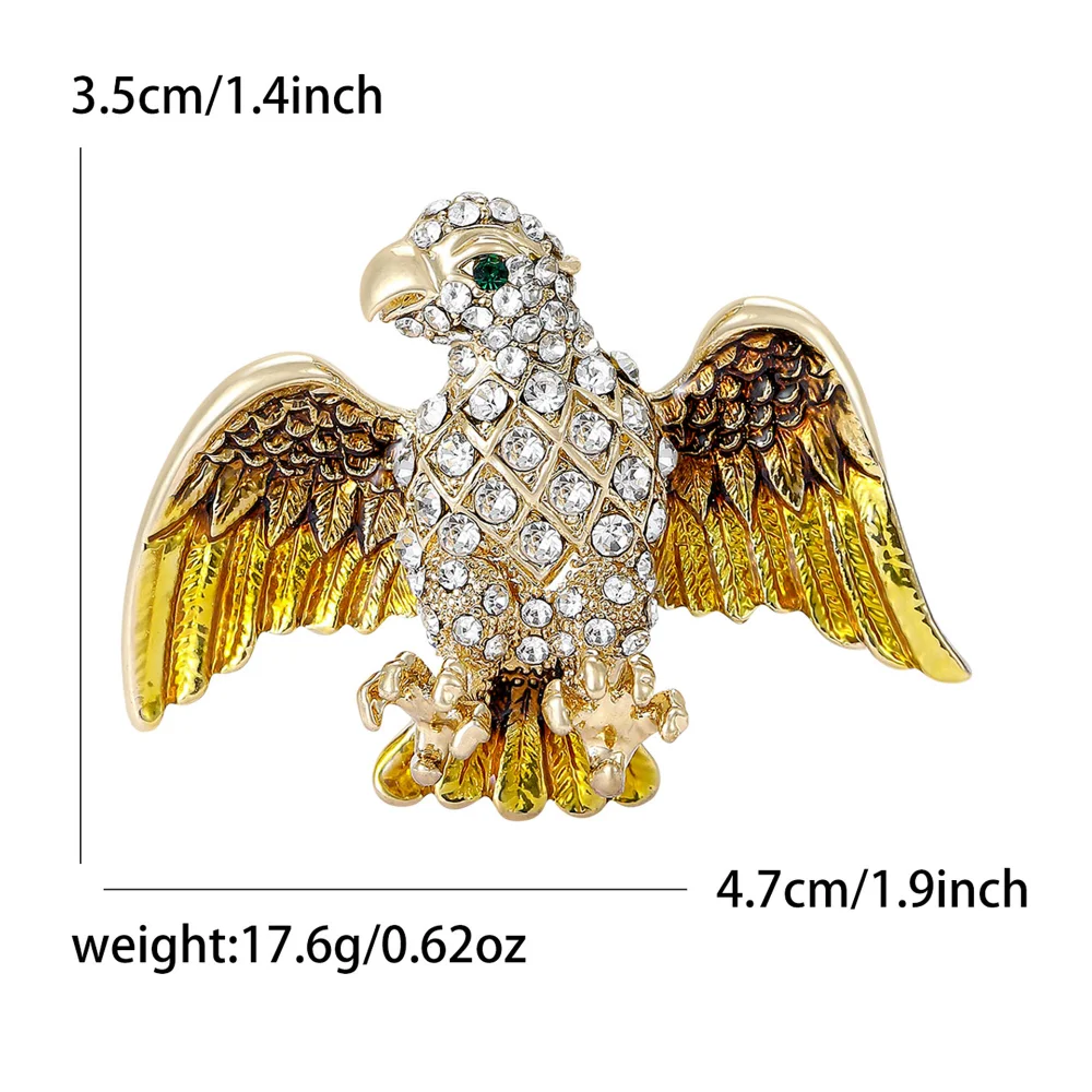 Diamond Encrusted Eagle Brooch Enamel Gradient Wing Pin American Bald Eagle Exquisite Coat Suit Pins Decoration Accessories