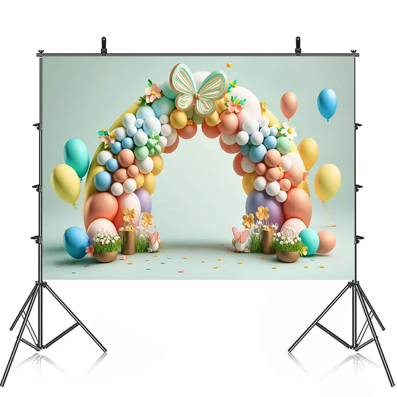 Candy Macaroon Color 3D Backdrops For Baby Cake Smash Photography Photographic Princess Balloons Backgrounds For Photos Studio