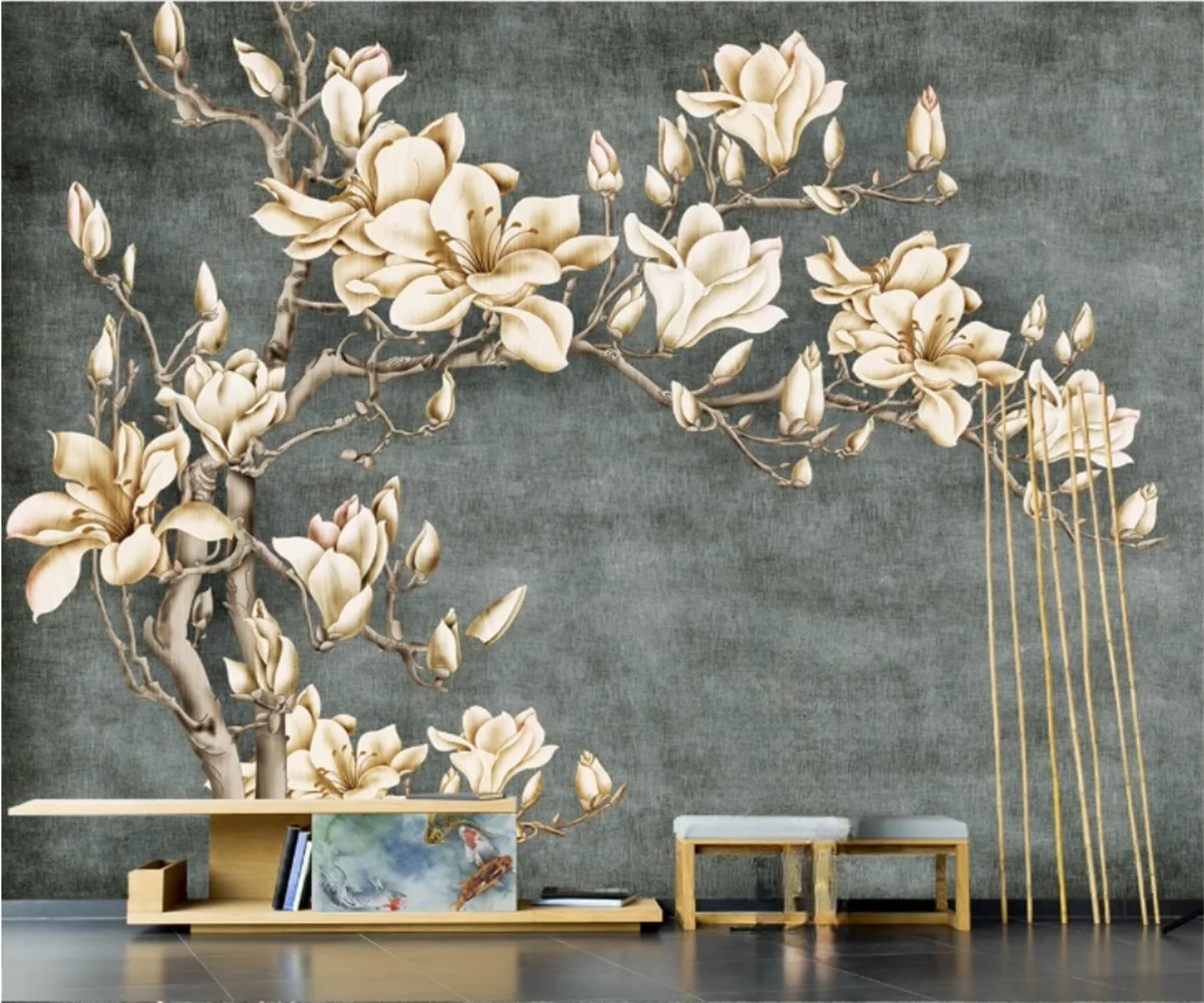 

Обои на заказ, европейский стиль, цветок магнолии и птица, пасторальный стиль, модный интерьер, фон, украшение, обои