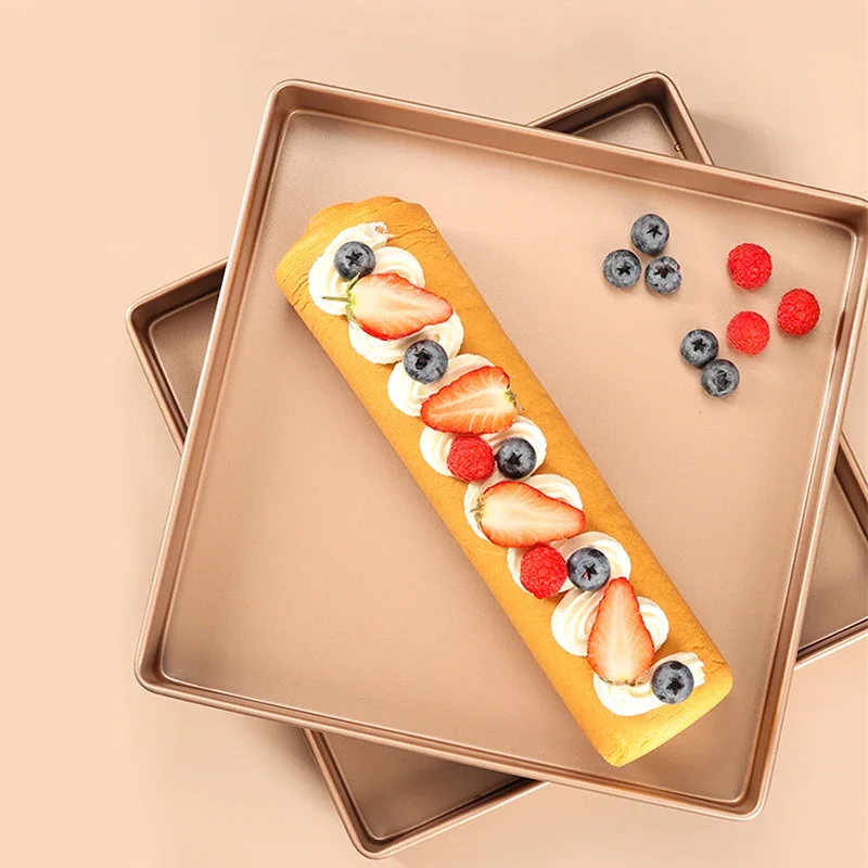 Bandeja para hornear gruesa antiadherente, bandeja cuadrada para hornear pasteles de 11 pulgadas, bandeja de acero al carbono, molde para pastel de pan y Pizza, herramientas para hornear