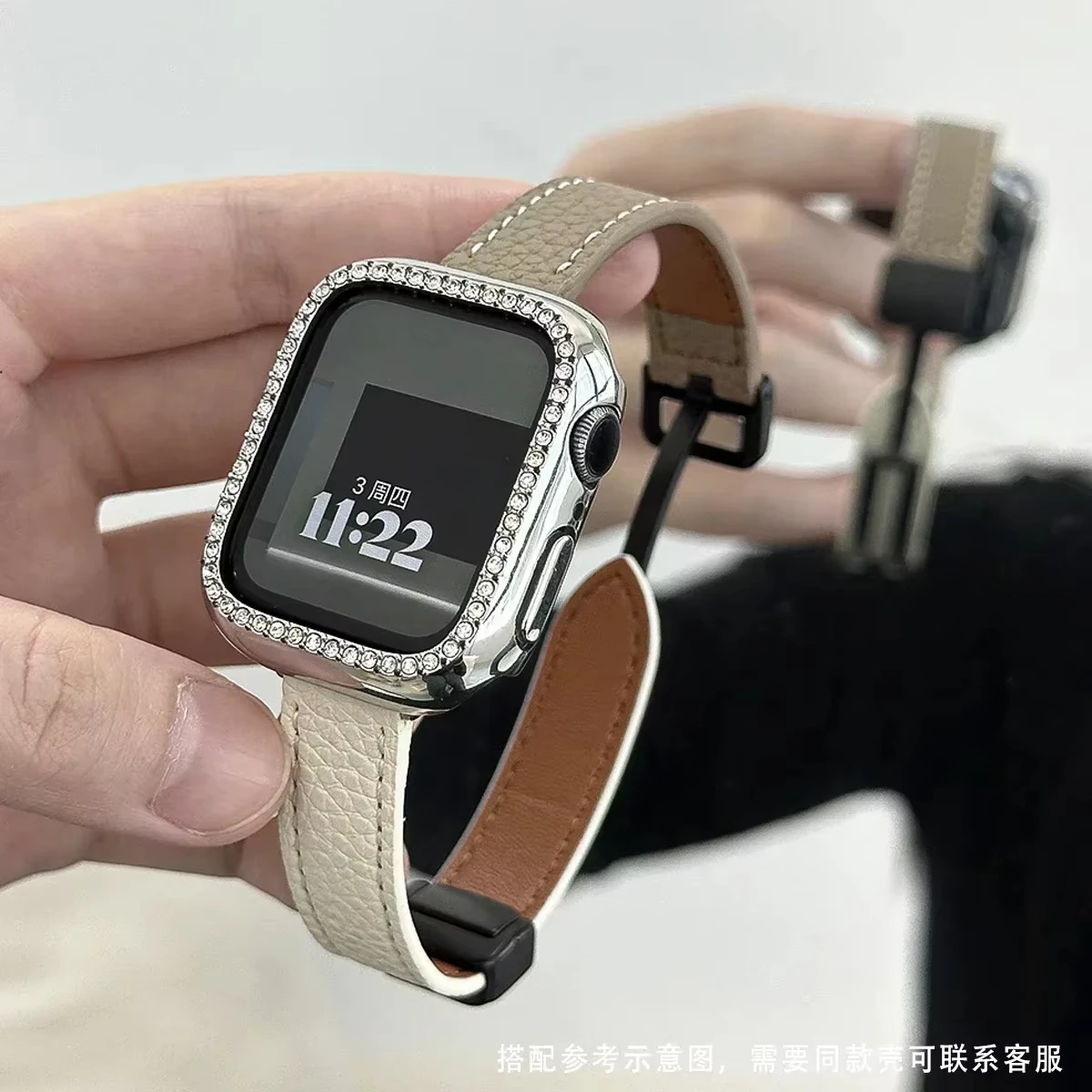 للطي مشبك الجلود حزام مغناطيسي ل أبل ساعة S10 42/46 مللي متر 9 8 7 6 SE 5 4 سليم حزام الساعات 38 40 44 مللي متر 45 مللي متر 41 مللي متر ل iwatch