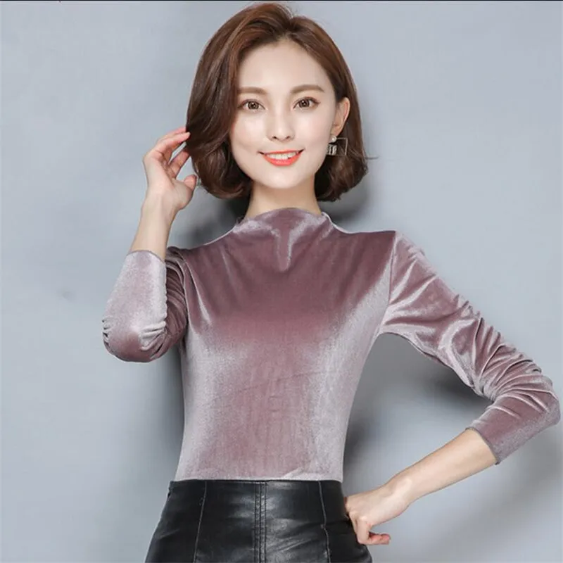 Autumn Velvet Blouse korean turtleneck warm winter velvet shirt,fashion plus size Velour blouse  blusas de moletom feminino