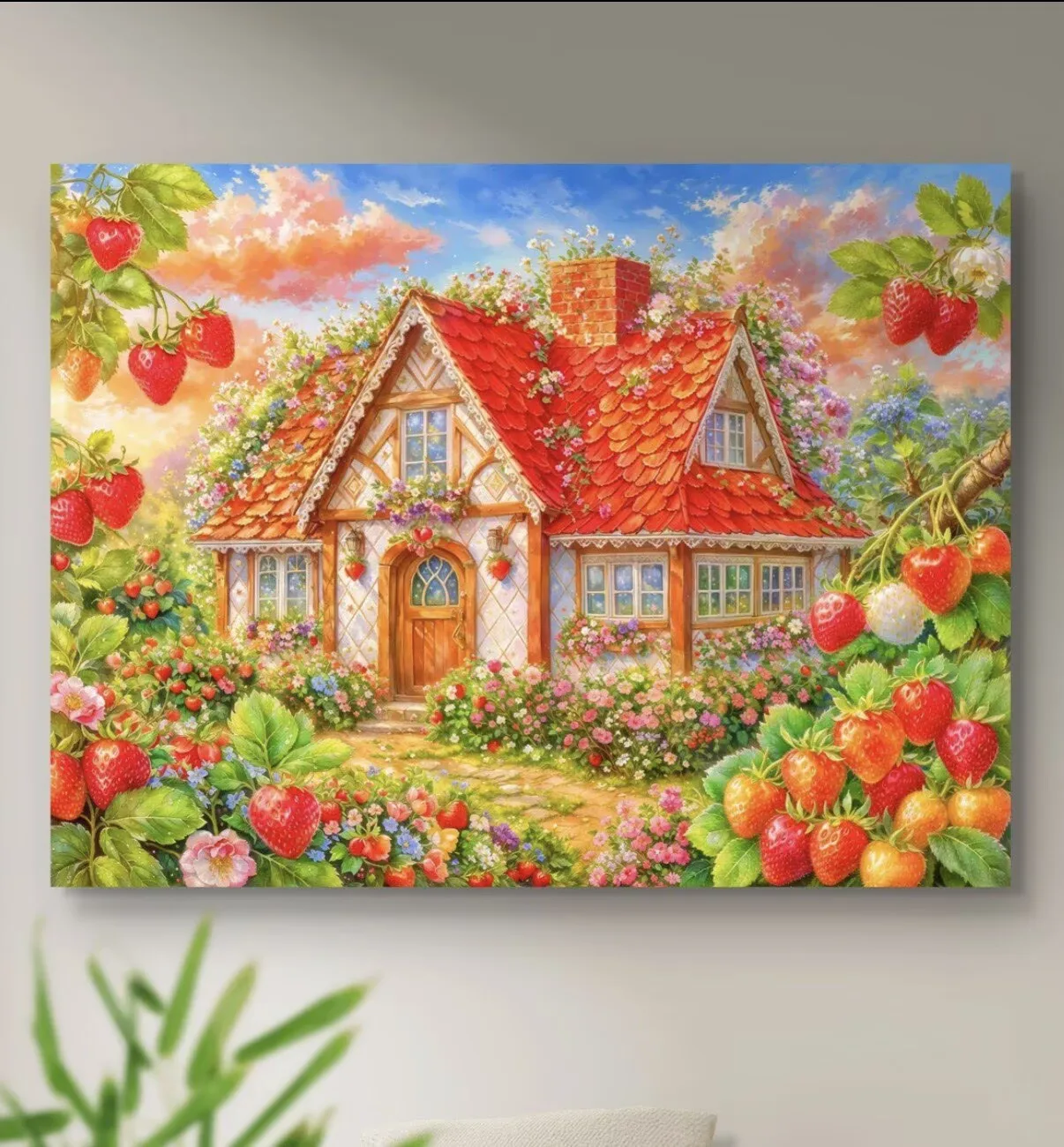 

Набор для вышивания крестиком 9ct 100x75см «Клубничный домик», наборы для рукоделия с принтом, декор для дома, 64 цвета