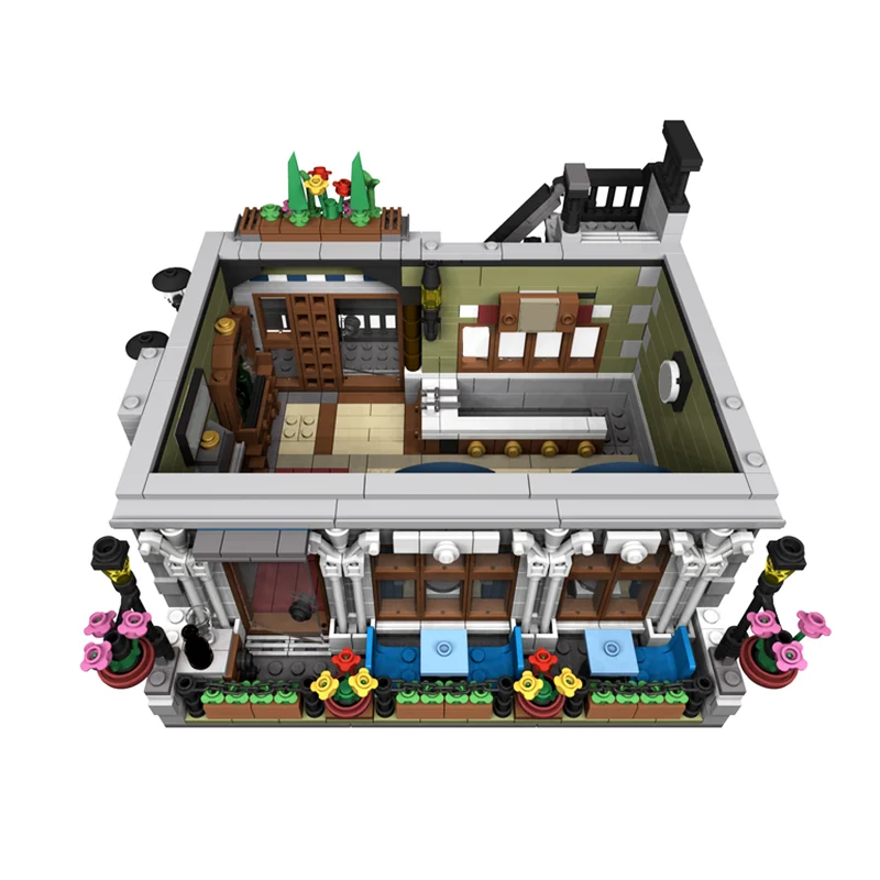 3797pcs MOC Parisian Restaurant Extended Modulared Model Building Blocks Architecture Toy Assemble DIY Christmas Gift Idea Brick