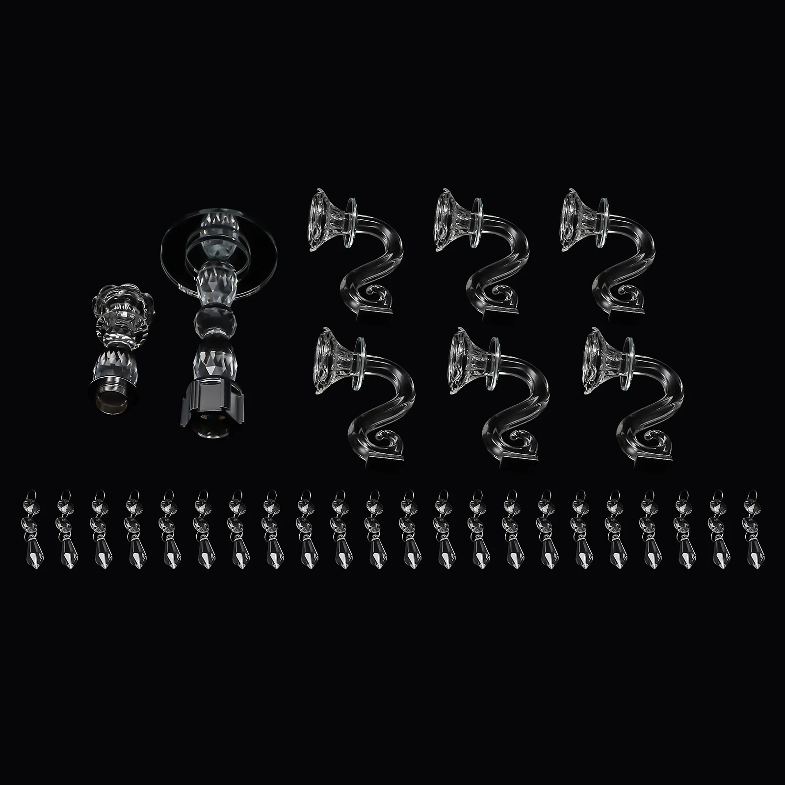 Modern Clear Glass and Artificial Crystal Candle Holder, Romantic Flower Branch Design, Freestanding Tabletop Decoration for