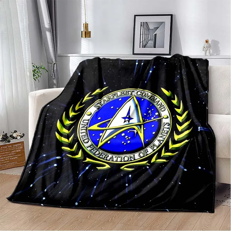 S-Star Trek Retro Starfleet Logo Print Flannel Blanket Ultra Soft Warm Throw For Couch Bedroom Living Room Indoor Home Gift
