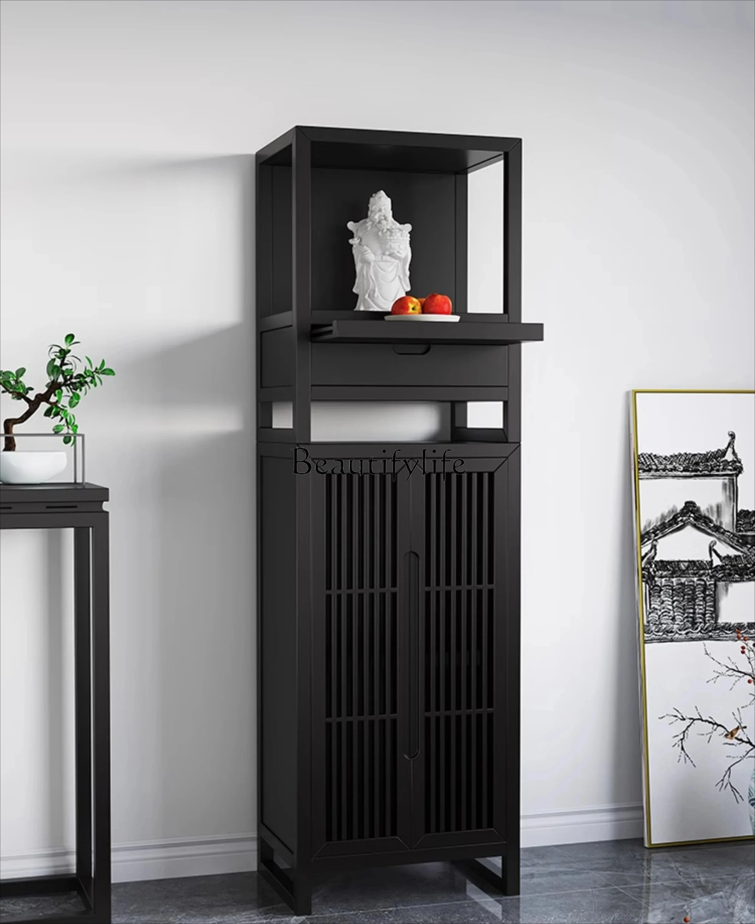

New Chinese-style solid wood Buddhist shrine stand cabinet, shrine table, modern light luxury God of Wealth cabinet