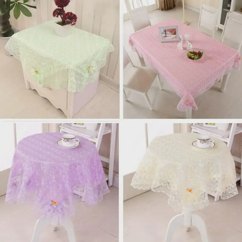 Modern Simple Lace Tablecloth Dustproof round Square Table Cover for Tea Table Dining Table Bedside Cabinet Fridge Cover