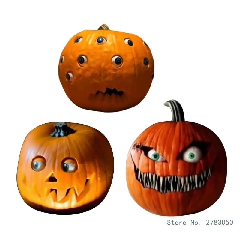 

Halloween Pumpkin Decorations, Resin Multi Eye Slanted Eyes Pumpkin Ornament for Living Room Figurines Creative Decor